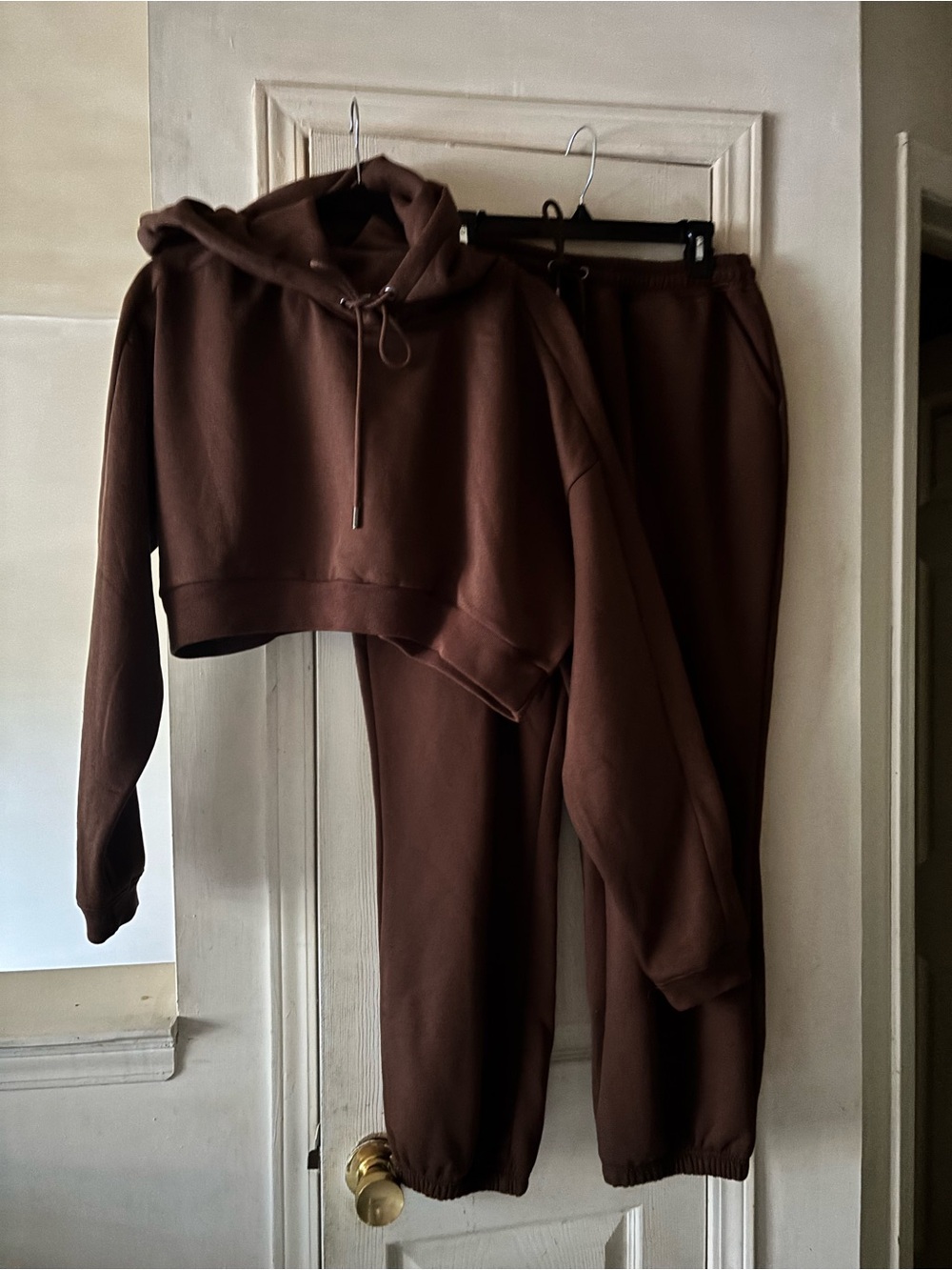 naked wardrobe Chocolate Brown Cropped Hoodie & Joggers Set